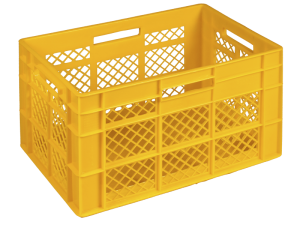 Ящик пластиковий перфорований 600х400х350 жовтий