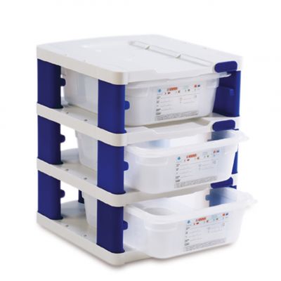 18237 Етажерка для гастроємностей 1/2 (+ 3 гастроємності 1/2h100), 357х312х397 мм