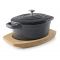 25847 Каструля чавунна овальна з кришкою13х10х5 см на дерев'яній підставці