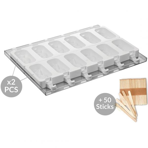 GEL11 SHOCK  Набір для морозива на паличці 92x47х25 мм (2 форми 6х80 мл+1 таця 30х40 мм+50 паличок)