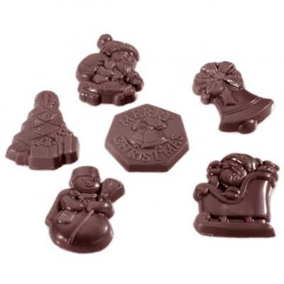 2260 CW Форма для шоколаду "різдво" 6 фігур 43х32 мм h7 мм, 4х6 шт./6 г