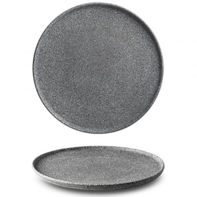 G4Q2120 Тарілка кругла 20 см, колір темно-сірий,  серія " Granit" (без глазування)