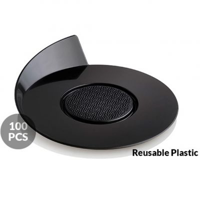 SET 100 BLACK TRAYS - ROUND ø86 MM Набір підставок під десерти 100 шт. ø86 мм