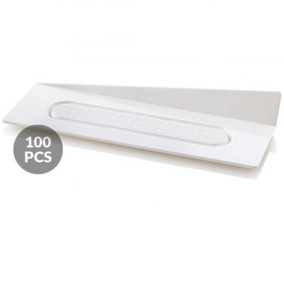 SET 100 WHITE TRAYS - RECTANGLE 140X40 MM Набір підставок під десерти 100 шт. 140x40 мм