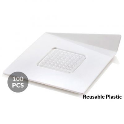 SET 100 WHITE TRAYS - SQUARE 83X83 MM Набір підставок під десерти 100 шт. 83x83 мм