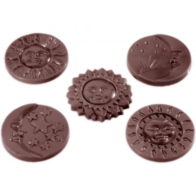 1415 CW Форма для шоколаду "Сонце и Місяць" 44x5 мм, 2х5 шт., 6,5 г