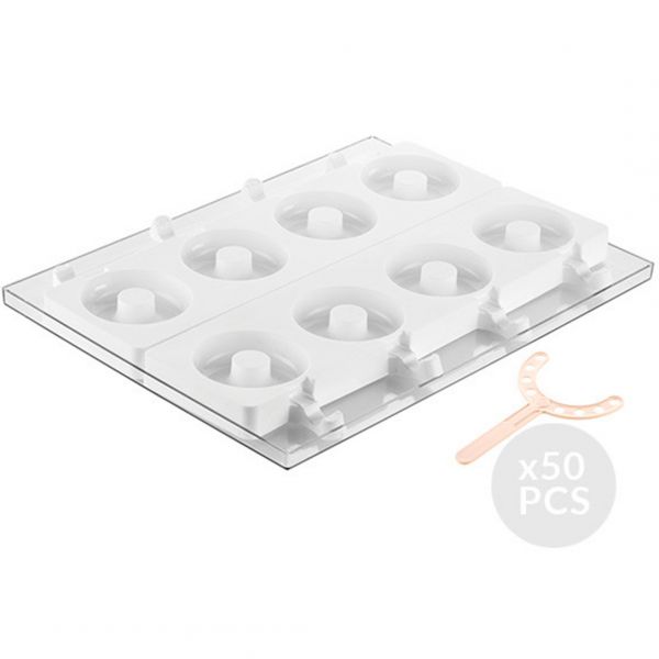GEL13 DONUTS Набір для морозива на паличці Ø80 h 22,5 мм (2 форми 4х86 мл+1 таця 30х40 мм+50 паличок