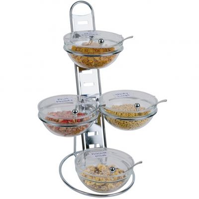11598 Стойка буфетна з 4-ма салатниками и кришками до них