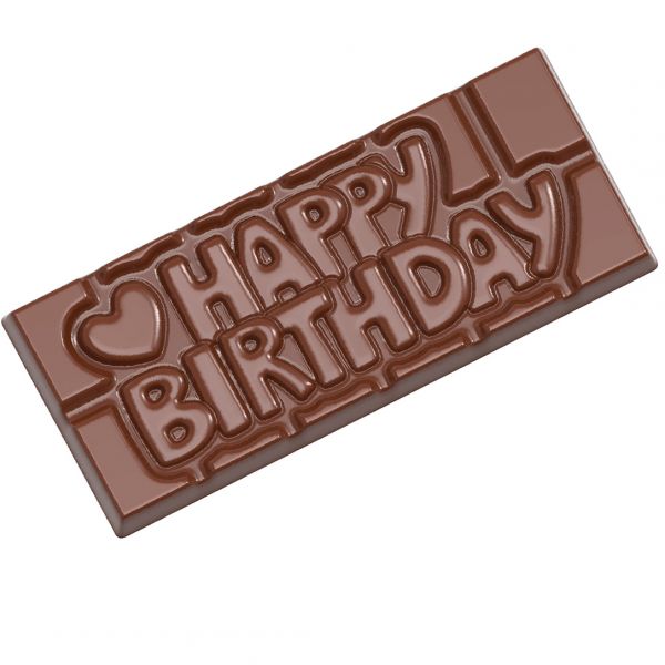 12010 CW Форма для шоколадної плитки "Happy birthday" 118х50 мм h 8 мм, 1х4 шт./45 г