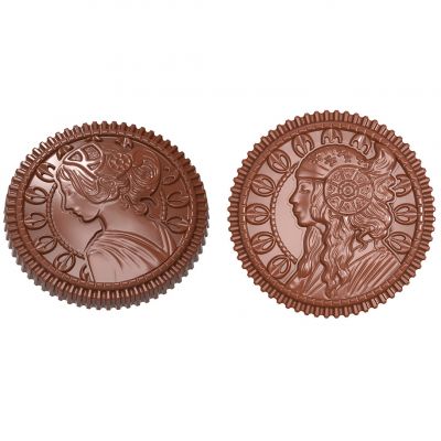 1895 CW Форма для шоколаду "Монета" 43x43x5,5 мм, 5 х 2 шт. x 7,5 г