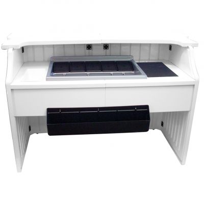 CB002B Стійка барна 1,6х1,15х0,72 м біла з чорною вставкою