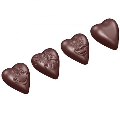 1579 CW Форма для шоколаду "Серця" 33x33x10 мм, 18 шт.