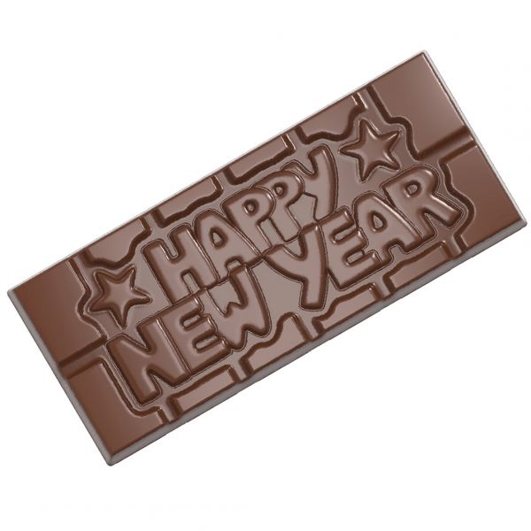 12026 CW Форма для шоколадної плитки "Happy New Year" 118х50 мм h 8 мм, 1х4 шт./45 г