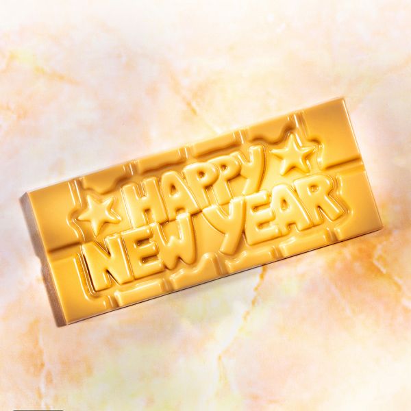 12026 CW Форма для шоколадної плитки "Happy New Year" 118х50 мм h 8 мм, 1х4 шт./45 г