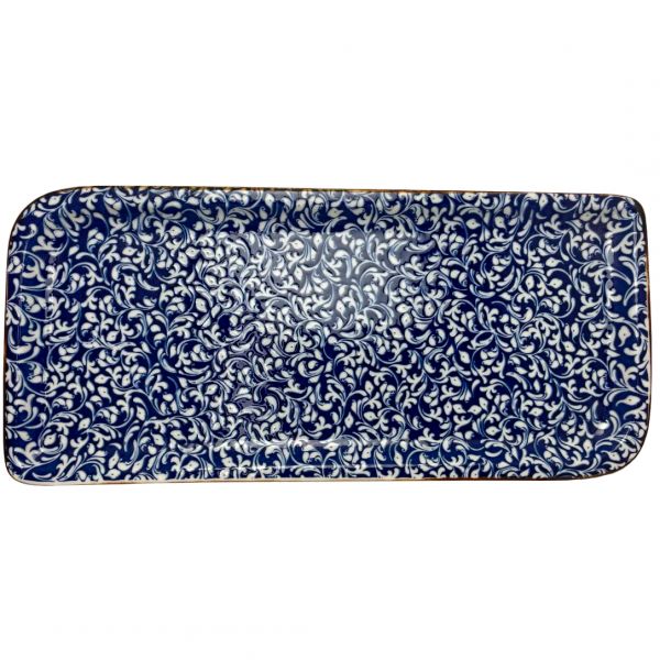 TN-EС-AR-38-DT Блюдо прямокутне 35х16 см (діагональ 38 см), декор Tinta Edera Cobalt, серія "Tinta"