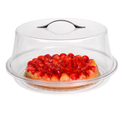 BO374 Кришка полікарбонатна кругла з металевою ручкою, d-35 см