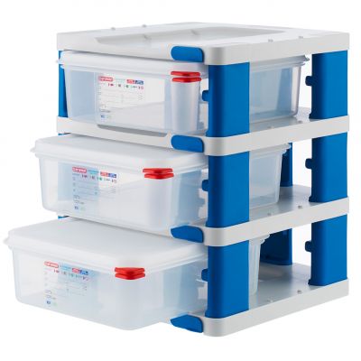 19862 Етажерка для гастроемкостей 1/2 (+ 3 гастроемкості 1/2h100 з кришками)