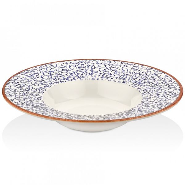 TN-EA-ZT-25-CK Тарілка для пасти з піднятим бортом 25 см (500 мл), декор Edera, серія "Tinta"