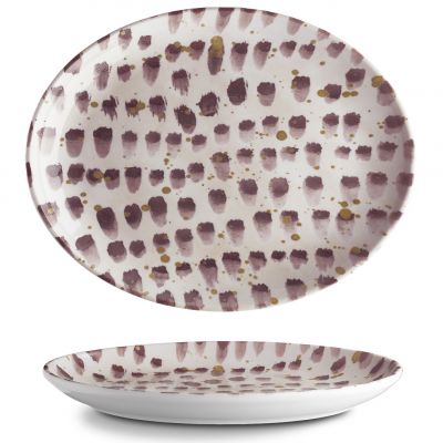 ISC3032-K0016 Блюдо овальне 32х26 см серія "Isabelle" декор "Brown Brush"