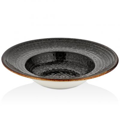 CW-BL-ZT-25-CK Тарілка для пасти з піднятим бортом 25 см (400 мл), декор Black, серія "Cowry"