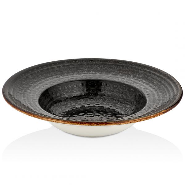 CW-BL-ZT-25-CK Тарілка для пасти з піднятим бортом 25 см (400 мл), декор Black, серія "Cowry"