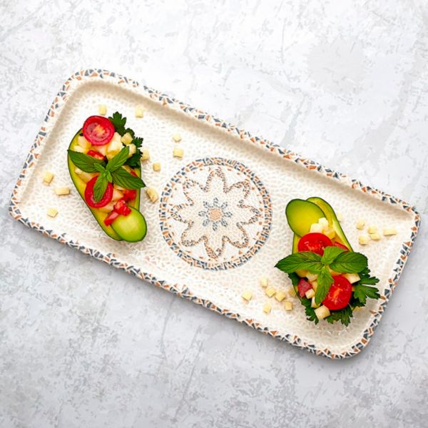 TN-TS-AR-28-DT Блюдо прямокутне 24х15 см (діагональ 28 см), декор Tessera, серія "Tinta"