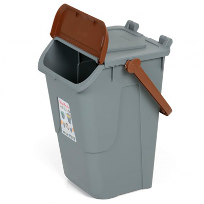 11/35GRB-BRB Контейнер для сміття  370х370 h520 мм, 35 л (сірий) з коричневою кришкою та ручкою