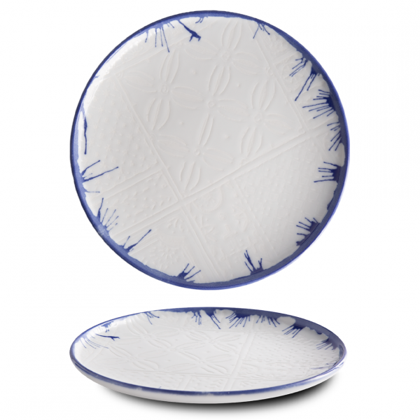 OPT2120-K0052Тарілка кругла 20 см серія "Optimo" декор "Mosaic Relief Blue Rim"