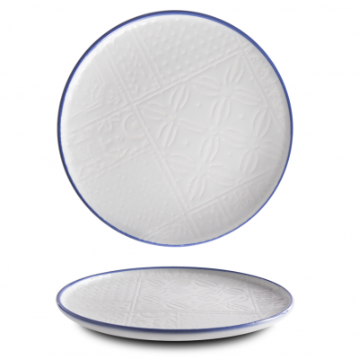 OPT2120-K0054 Тарілка кругла 20 см серія "Optimo" декор "Mosaic Relief Blue Line"