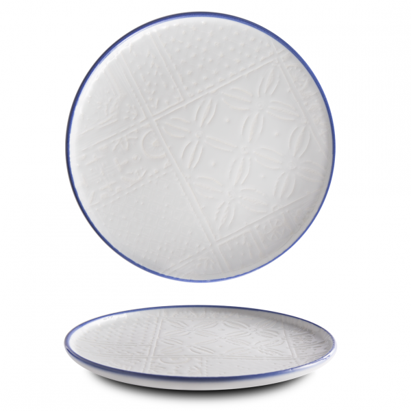 OPT2120-K0054 Тарілка кругла 20 см серія "Optimo" декор "Mosaic Relief Blue Line"