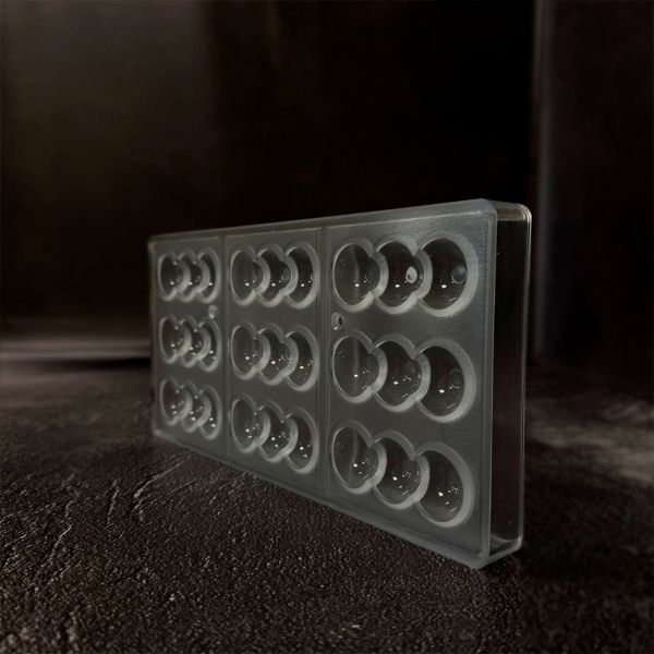 12126 CW Форма для шоколаду "Батончик з 3 кульками" 75,5x27x13 мм, 3х3 шт./2х18 г