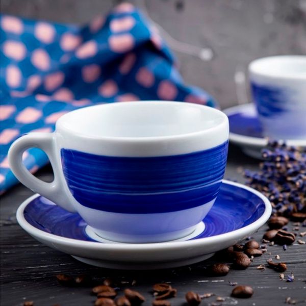 35120 Чашка cappuccino 180 мл Blue "Verona Millecolori Hand Painted Brush stroke B with handle"