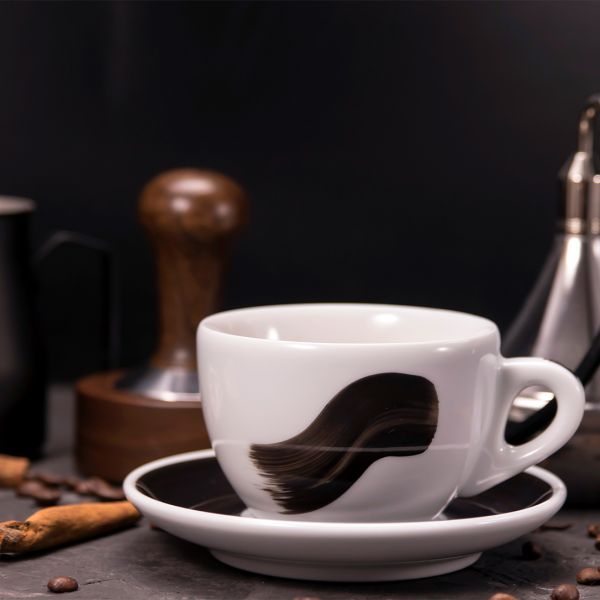 35192 Чашка cappuccino 180 мл Black stroke A "Verona Millecolori Hand Painted Brush stroke A with ha