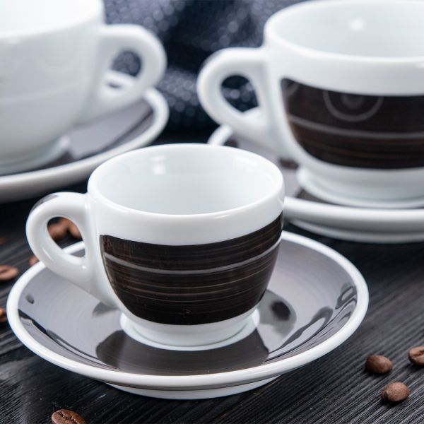 35139 Чашка caffe latte 350 мл Black stroke B "Verona/Palermo Millecolori Hand Painted Brush stroke