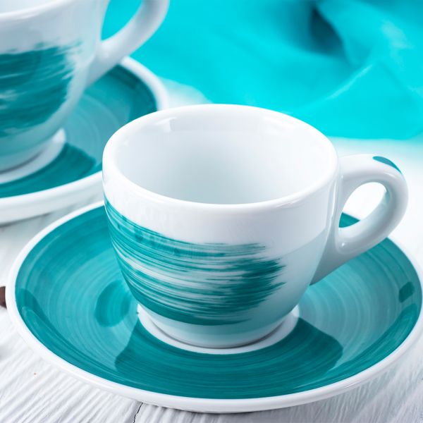 35134 Чашка caffe latte 350 мл Green stroke B "Verona/Palermo Millecolori Hand Painted Brush stroke