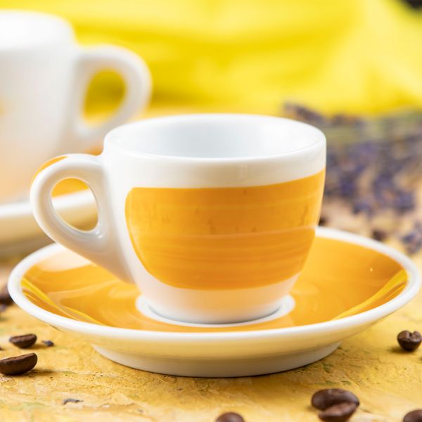 35114 Чашка espresso 75 мл Yellow stroke B "Verona Millecolori Hand Painted Brush stroke B Yellow wi