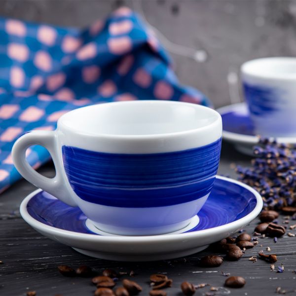 35135 Чашка caffe latte 350 мл Blue stroke B "Verona Millecolori Hand Painted Brush stroke B Blue wi