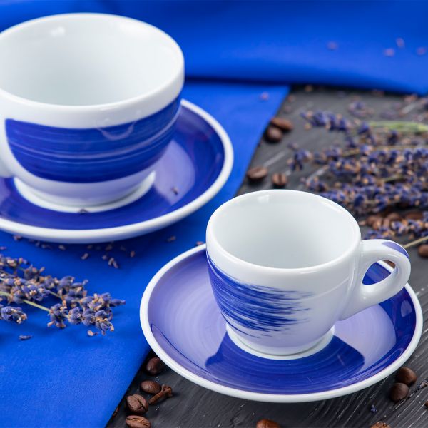 35127 Чашка cappuccino large 260 мл Blue stroke B "Verona Millecolori Hand Painted Brush stroke B Bl