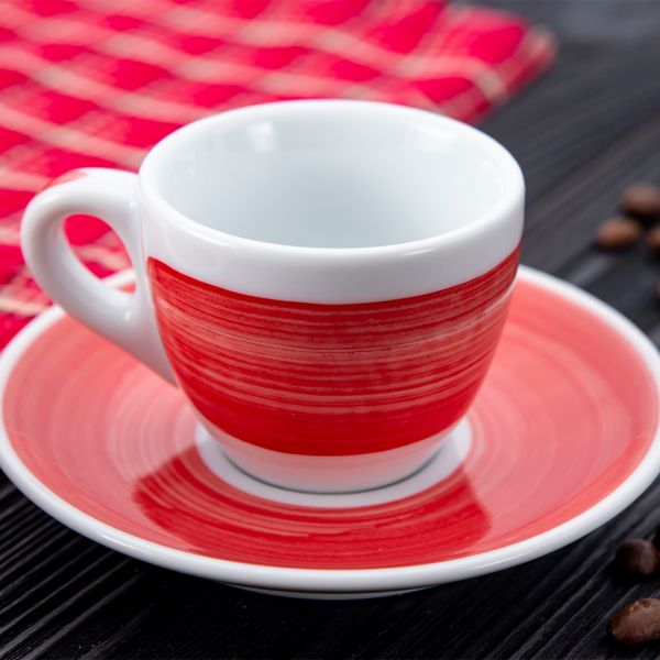 35111 Чашка espresso 75 мл Red stroke B "Verona Millecolori Hand Painted Brush stroke B Red with Sta
