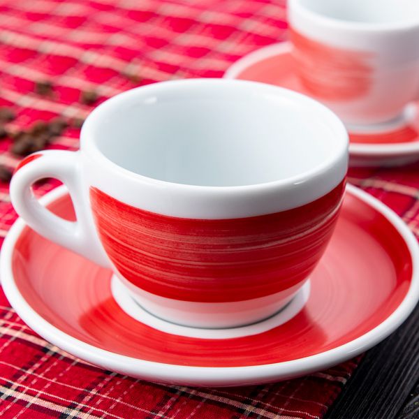 35118 Чашка cappuccino 180 мл Red stroke B "Verona Millecolori Hand Painted Brush stroke B Red with