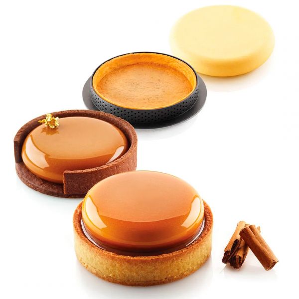 KIT TARTE RING ROUND D80 MM Форма силіконова d 67  h 15 mm + 6  кілець  (d 80 mm, h 20 mm) - 1*6 фор