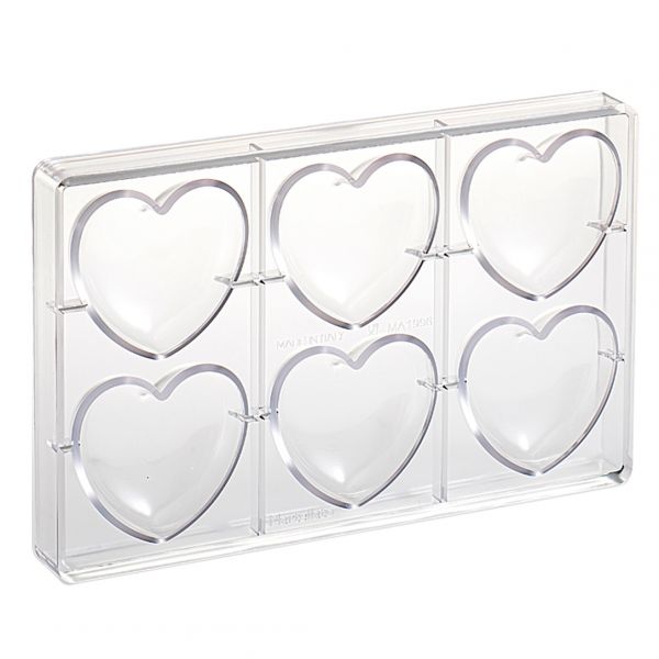 21MA1996 Форма для шоколаду "велике серце" 75x70 h 22 мм (6 шт) - 27 г