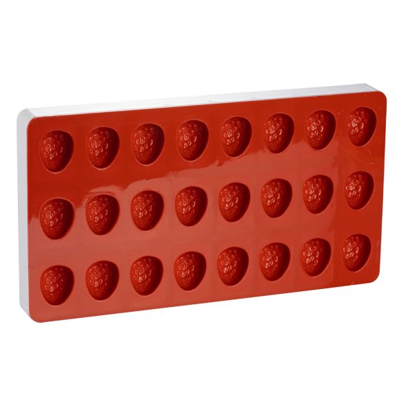 SG08/YL Форма силіконова для мармеладу "полуниця" 36x30 mm, h 20 mm+ пластикова основа