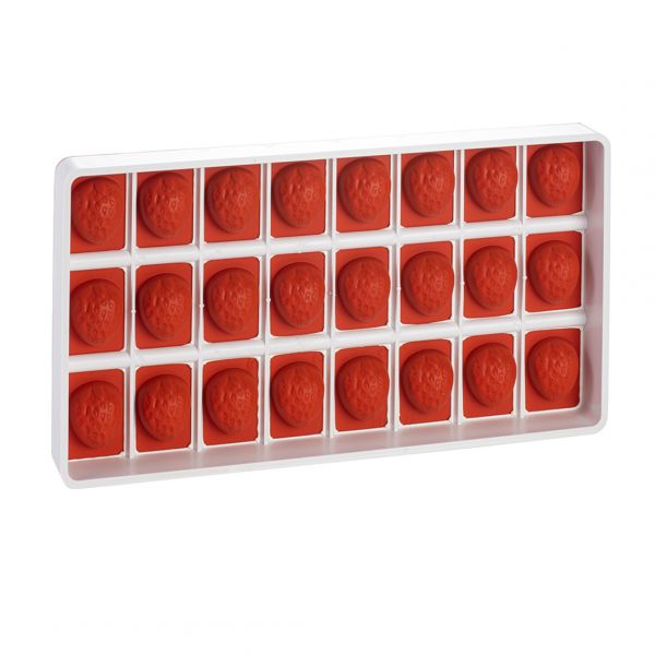 SG08/YL Форма силіконова для мармеладу "полуниця" 36x30 mm, h 20 mm+ пластикова основа