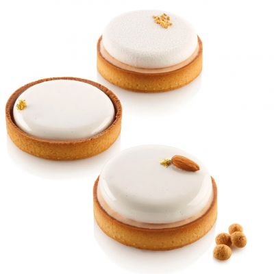 KIT TARTE RING ROUND D100 MM Форма силіконова d 85  h 15 mm + 4  кільця  (d 100 mm, h 20 mm) - 1*4 ф