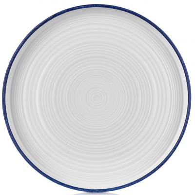 HL-NBL-23-DZ Тарілка кругла рельєфна з бортом 90° 23 см, декор "Navy Blue", серія "Helix"