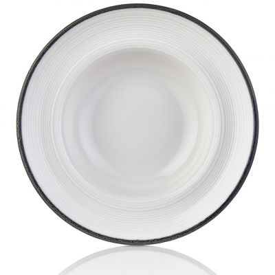HL-BLA-ZT-25-CK Тарілка для пасти з піднятим бортом 25 см (400 мл), декор "Black", серія "Helix"