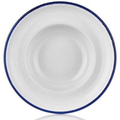 HL-NBL-ZT-25-CK Тарілка для пасти з піднятим бортом 25 см (400 мл), декор "Navy Blue", серія "Helix"