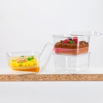 PMOKU001 Салатник пластмасовий прозорий 83x83 h 49 мм, 210 мл, 100 шт