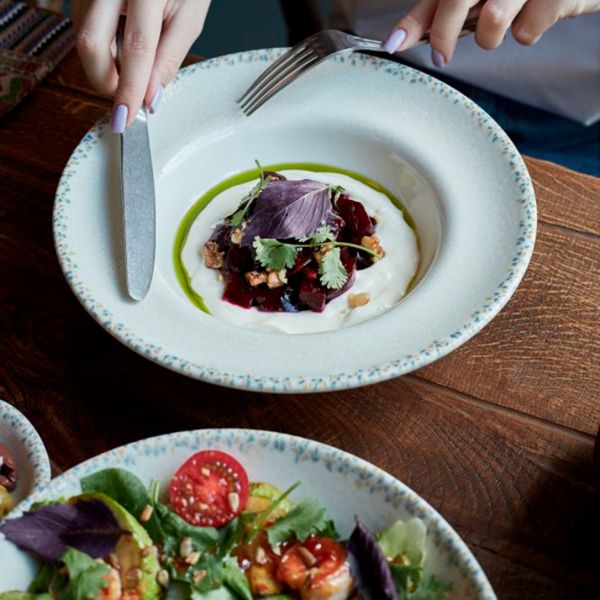 TN-TR-GT-25-CK Тарілка для пасти з прямим бортом 25 см (400 мл), декор Tessera, серія "Tinta"